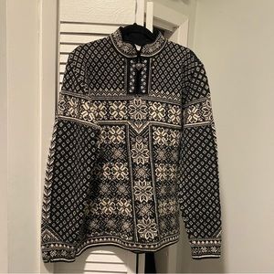 Dale of Norway Size XL Blue and White Wool Quarter Zip Sweater